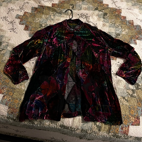 Vintage mesh/velvet button shirt - Picture 2 of 12